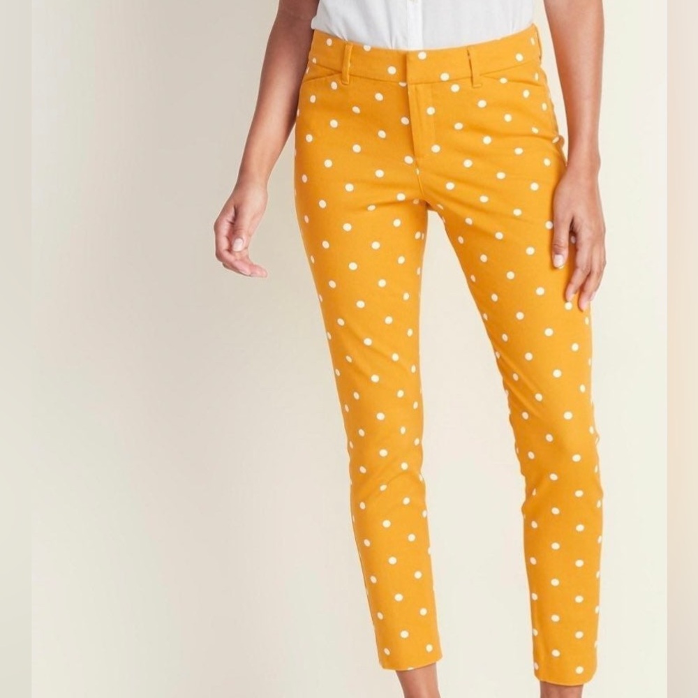 Old Navy Mustard Polka Dot Skinny Pants